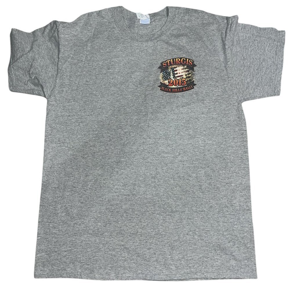 Sturgis 2015 75th Anniversary Black Hills Rally Gray T-Shirt Size XL USED